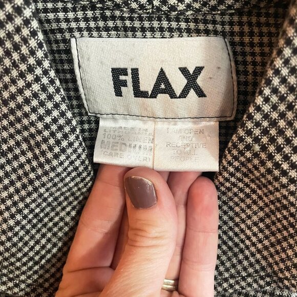 Flax linen Checked Black White Lightweight Blazer Size Medium - Picture 3 of 7